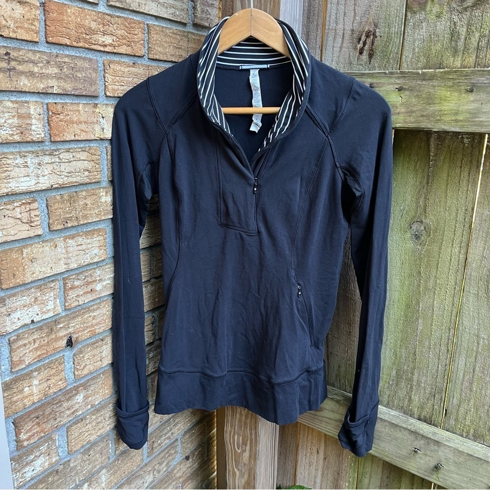 lululemon athletica Black Sweatshirt with Striped Collar